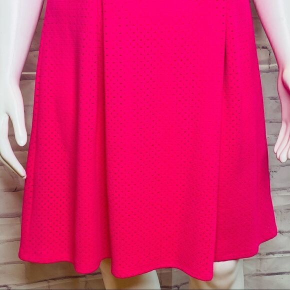 Eliza J Pink Perforated Ruffle Fit & Flare Short Casual Dress - Picture 5 of 9